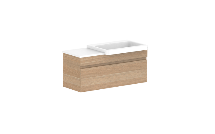 Glacier Semi-Recessed All-Drawer Slim 900mm Wall Hung Vanity - Glacier Semi-Recessed All-Drawer, 900 Slim, Wall Hung