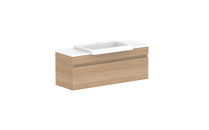Glacier Semi-Recessed All-Drawer Slim 1050mm Wall Hung Vanity - Glacier Semi-Recessed All-Drawer, 1050 Slim, Wall Hung