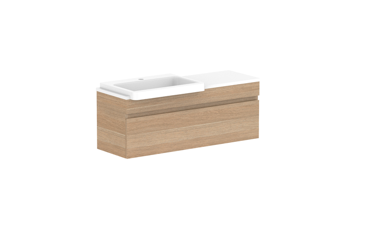 Glacier Semi-Recessed All-Drawer Slim 1050mm Wall Hung Vanity - Glacier Semi-Recessed All-Drawer, 1050 Slim, Wall Hung