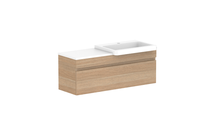 Glacier Semi-Recessed All-Drawer Slim 1050mm Wall Hung Vanity - Glacier Semi-Recessed All-Drawer, 1050 Slim, Wall Hung