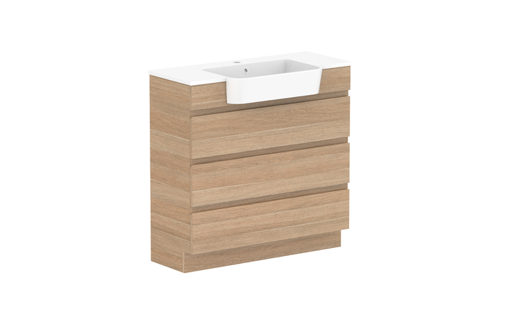 Glacier Semi-Recessed All-Drawer Trio 900mm Vanity - Glacier Semi-Recessed All-Drawer, 900 Trio, Floor Mount