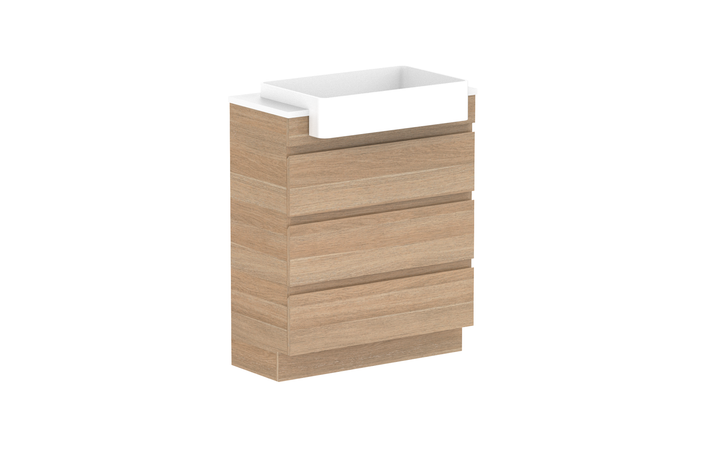 Glacier Semi-Recessed All-Drawer Trio 750mm Vanity - Glacier Semi-Recessed All-Drawer, 750 Trio, Floor Mount