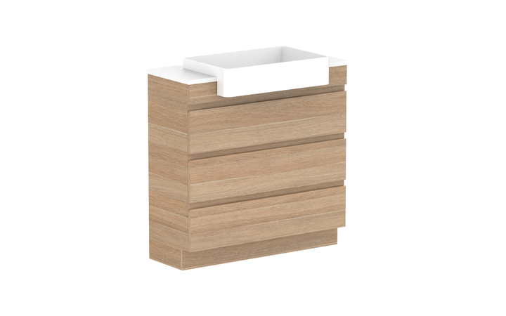 Glacier Semi-Recessed All-Drawer Trio 900mm Vanity - Glacier Semi-Recessed All-Drawer, 900 Trio, Floor Mount