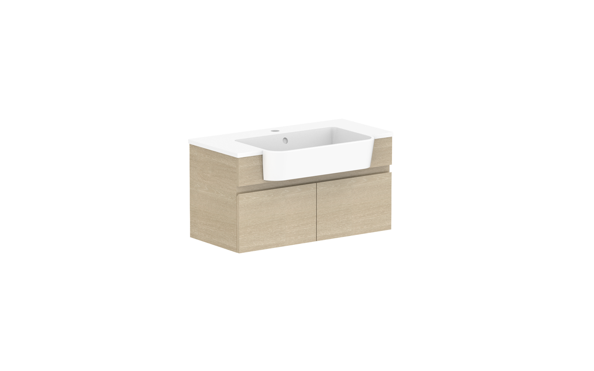 Glacier Semi-Recessed All-Door Slim 750mm Wall Hung Vanity - Glacier Semi-Recessed All-Door, 750 Slim, Wall Hung