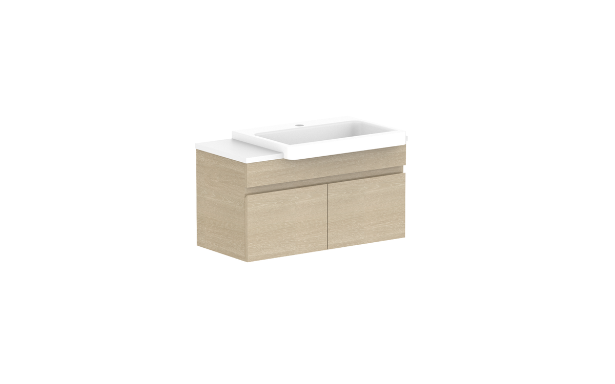 Glacier Semi-Recessed All-Door Slim 750mm Wall Hung Vanity - Glacier Semi-Recessed All-Door, 750 Slim, Wall Hung