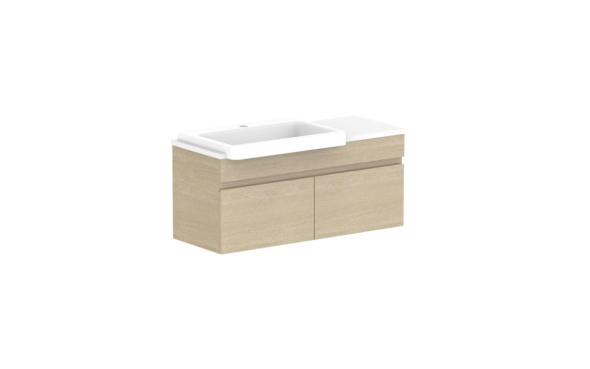 Glacier Semi-Recessed All-Door Slim 900mm Wall Hung Vanity - Glacier Semi-Recessed All-Door, 900 Slim, Wall Hung