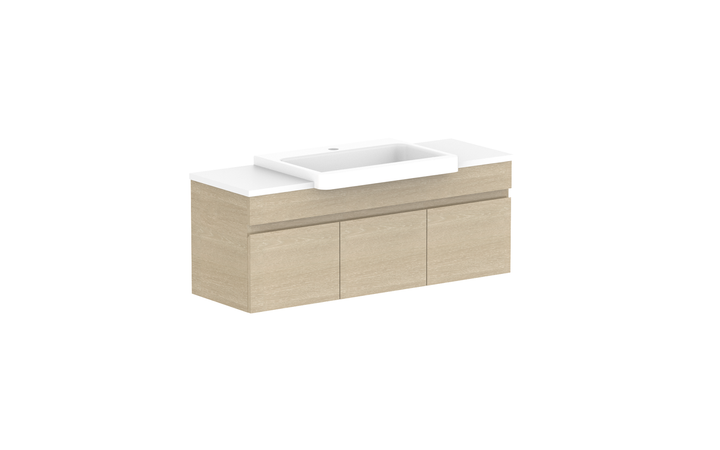 Glacier Semi-Recessed All-Door Slim 1050mm Wall Hung Vanity - Glacier Semi-Recessed All-Door, 1050 Slim, Wall Hung
