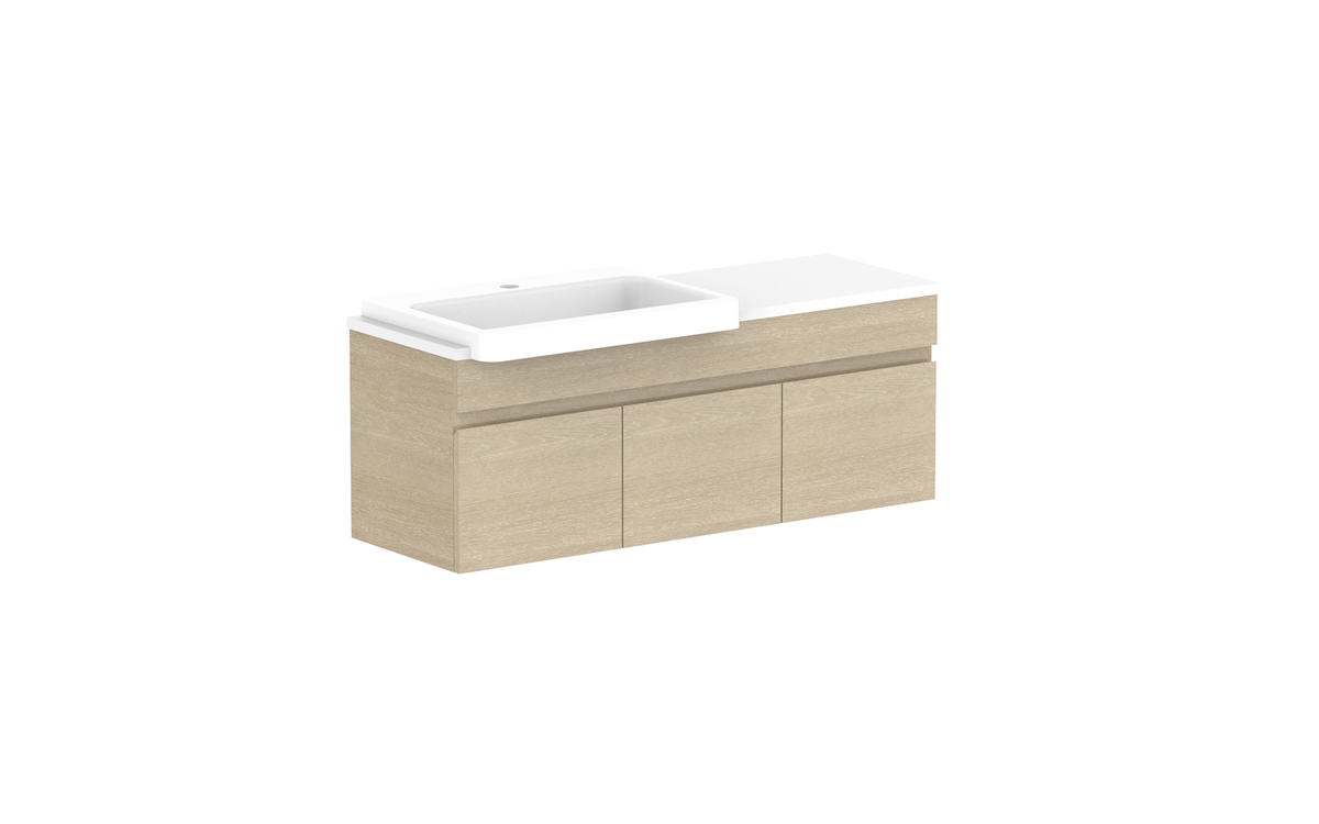 Glacier Semi-Recessed All-Door Slim 1050mm Wall Hung Vanity - Glacier Semi-Recessed All-Door, 1050 Slim, Wall Hung