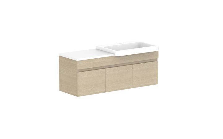 Glacier Semi-Recessed All-Door Slim 1050mm Wall Hung Vanity - Glacier Semi-Recessed All-Door, 1050 Slim, Wall Hung