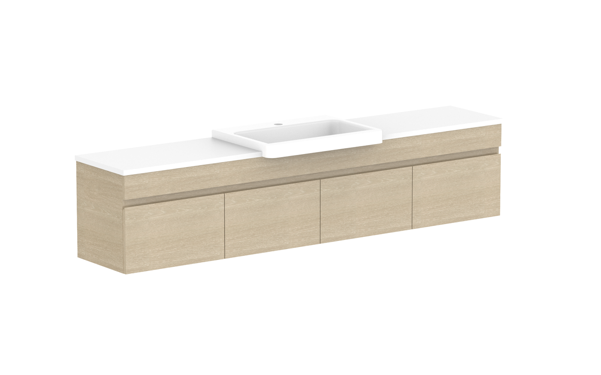 Glacier Semi-Recessed All-Door Slim 1800mm Wall Hung Vanity - Glacier Semi-Recessed All-Door, 1800 Slim, Wall Hung