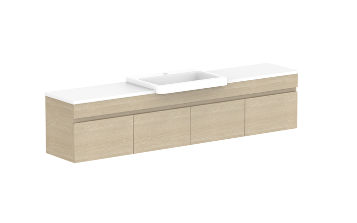 Glacier Semi-Recessed All-Door Slim 1800mm Wall Hung Vanity - Glacier Semi-Recessed All-Door, 1800 Slim, Wall Hung