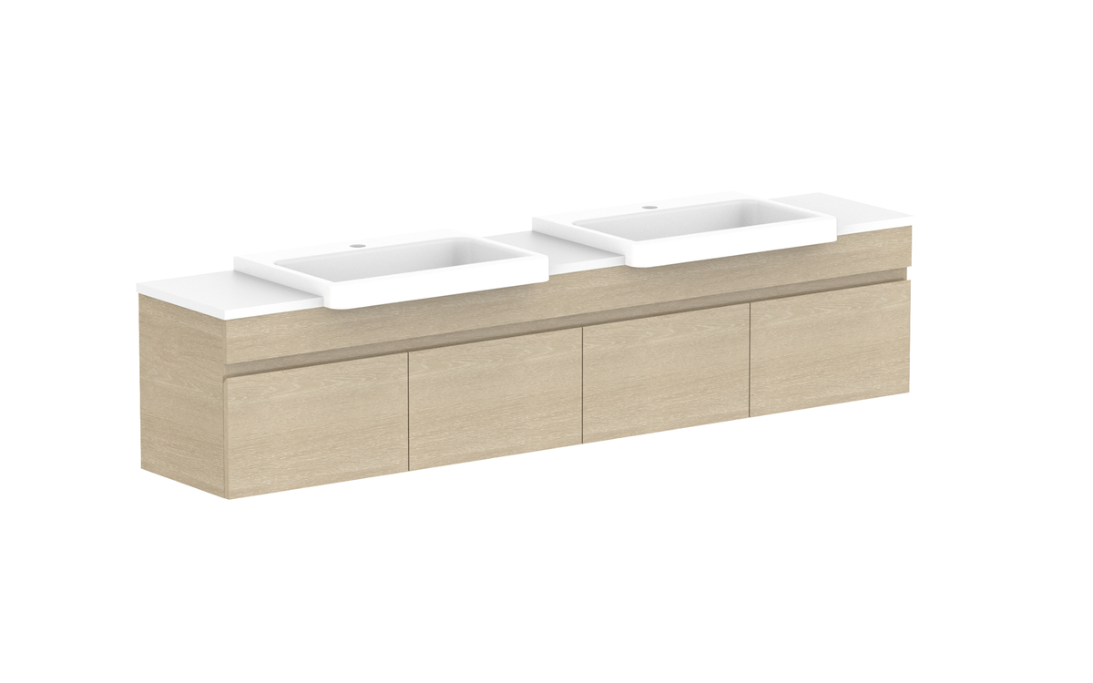 Glacier Semi-Recessed All-Door Slim 1800mm Wall Hung Vanity - Glacier Semi-Recessed All-Door, 1800 Slim, Wall Hung