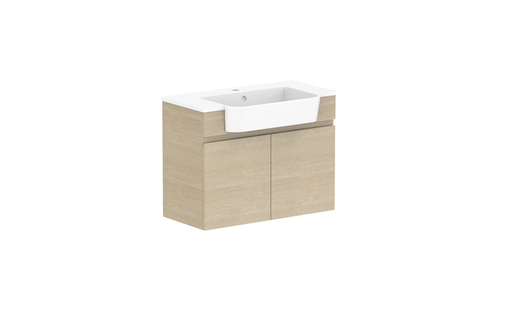 Glacier Semi-Recessed All-Door Twin 750mm Wall Hung Vanity - Glacier Semi-Recessed All-Door, 750 Twin, Wall Hung