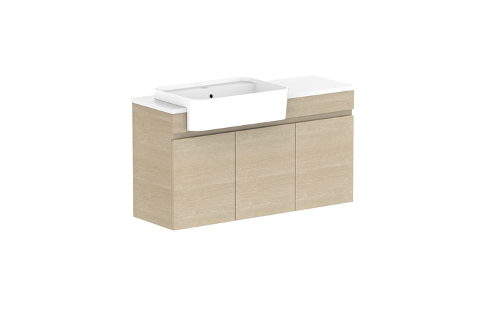 Glacier Semi-Recessed All-Door Twin 1050mm Wall Hung Vanity - Glacier Semi-Recessed All-Door, 1050 Twin, Wall Hung