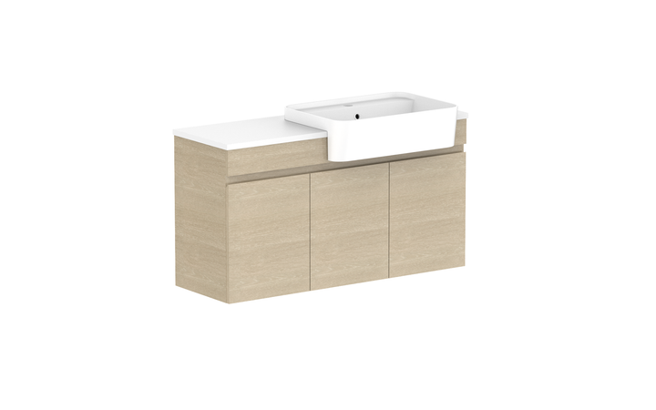 Glacier Semi-Recessed All-Door Twin 1050mm Wall Hung Vanity - Glacier Semi-Recessed All-Door, 1050 Twin, Wall Hung