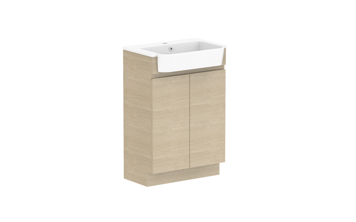 Glacier Semi-Recessed All-Door Trio 600mm Vanity - Glacier Semi-Recessed All-Door, 600 Trio, Floor Mount