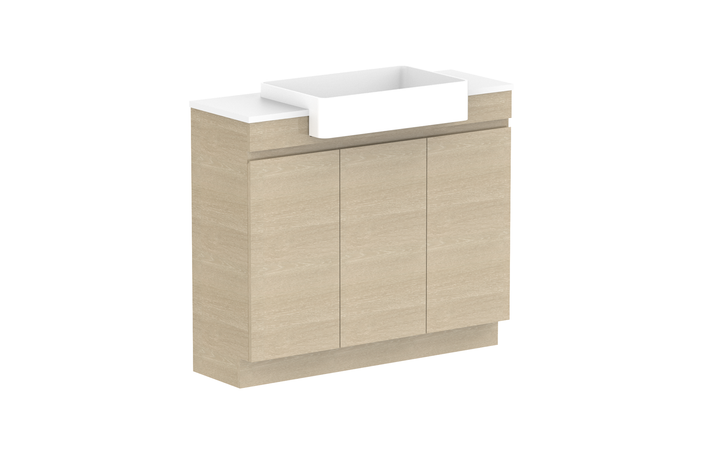 Glacier Semi-Recessed All-Door Trio 1050mm Vanity - Glacier Semi-Recessed All-Door, 1050 Trio, Floor Mount