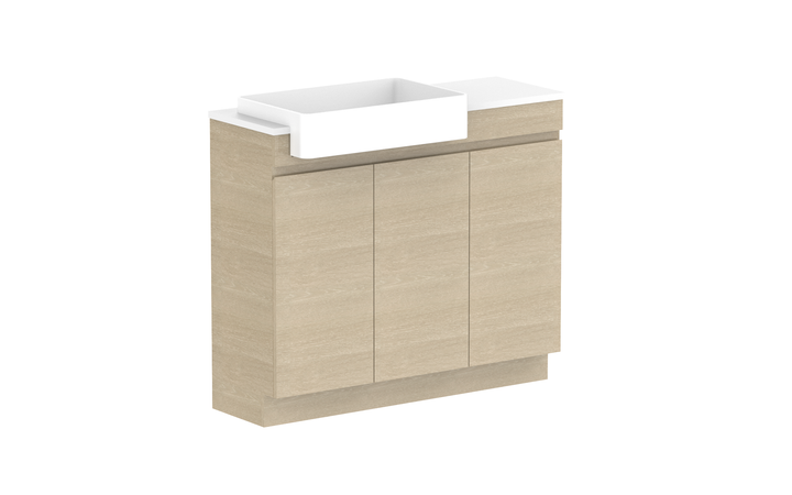 Glacier Semi-Recessed All-Door Trio 1050mm Vanity - Glacier Semi-Recessed All-Door, 1050 Trio, Floor Mount