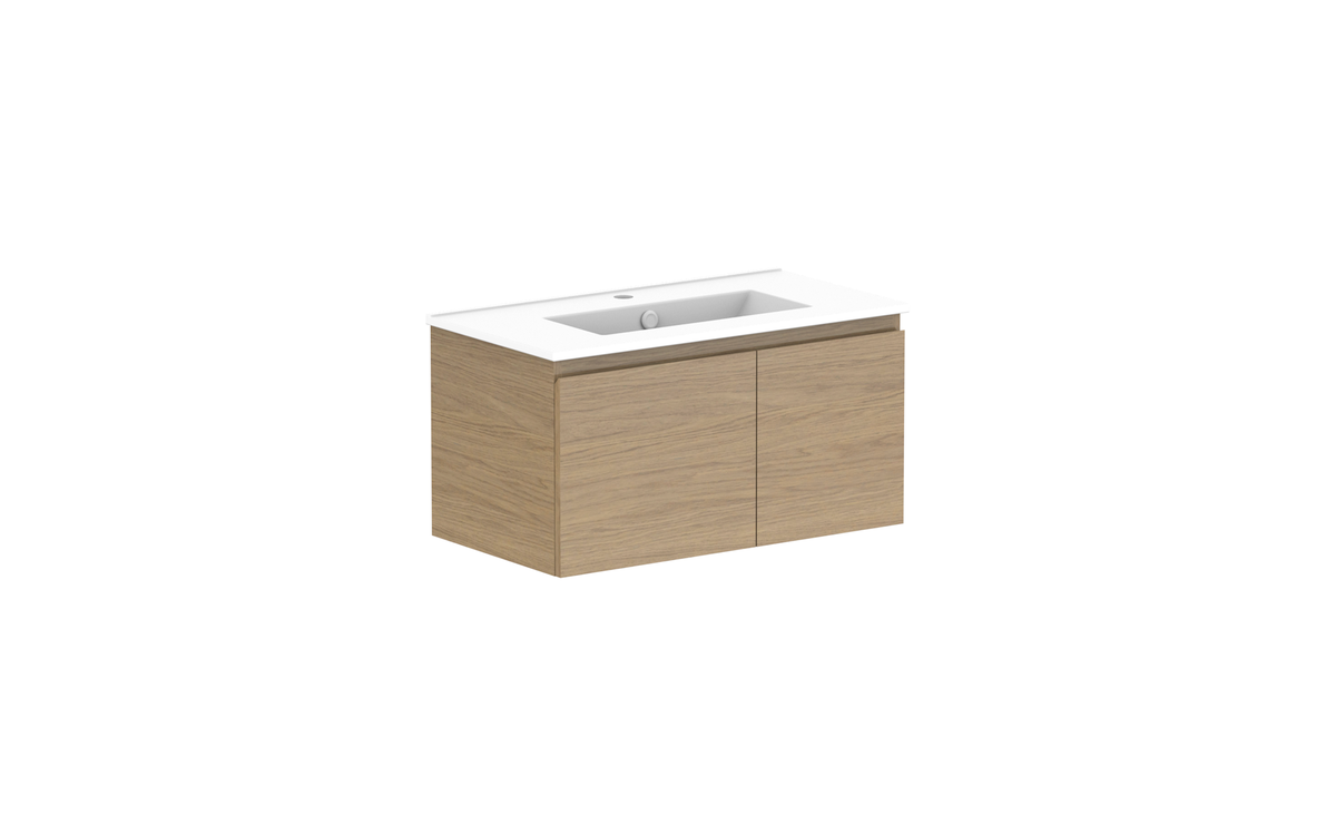 Glacier Ensuite Door &amp; Drawer Slim 750mm Wall Hung Vanity - Glacier Ensuite Door &amp; Drawer, 750 Slim, Wall Hung