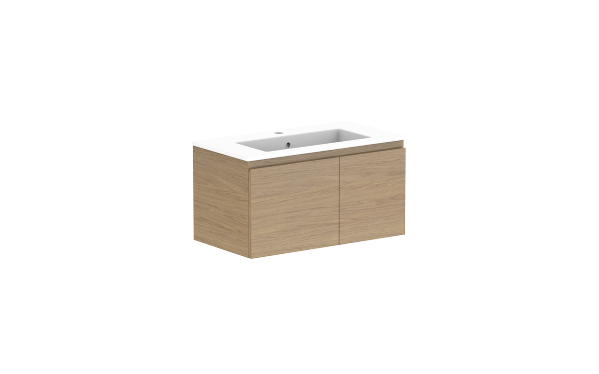 Glacier Ensuite Door &amp; Drawer Slim 750mm Wall Hung Vanity - Glacier Ensuite Door &amp; Drawer, 750 Slim, Wall Hung