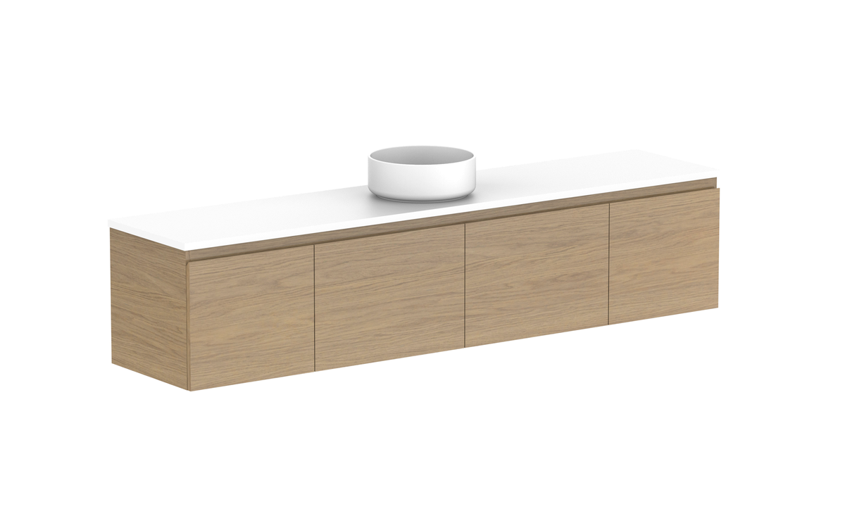Glacier Ensuite Door &amp; Drawer Slim 1800mm Wall Hung Vanity - Glacier Ensuite Door &amp; Drawer, 1800 Slim, Wall Hung