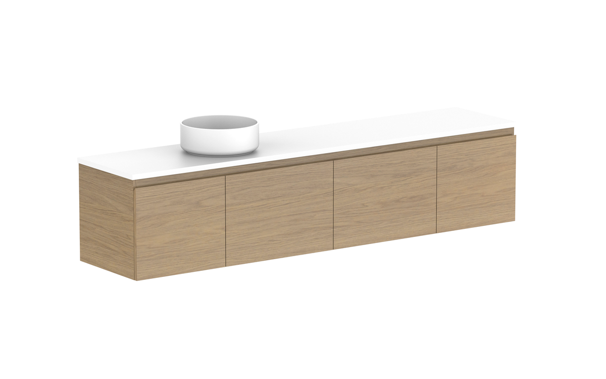 Glacier Ensuite Door &amp; Drawer Slim 1800mm Wall Hung Vanity - Glacier Ensuite Door &amp; Drawer, 1800 Slim, Wall Hung