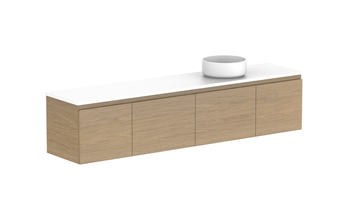 Glacier Ensuite Door &amp; Drawer Slim 1800mm Wall Hung Vanity - Glacier Ensuite Door &amp; Drawer, 1800 Slim, Wall Hung