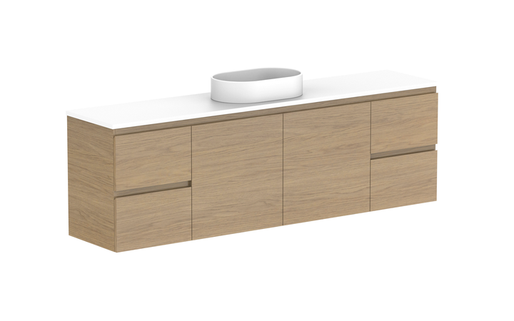 Glacier Ensuite Door &amp; Drawer Twin 1800mm Wall Hung Vanity - Glacier Ensuite Door &amp; Drawer, 1800 Twin, Wall Hung