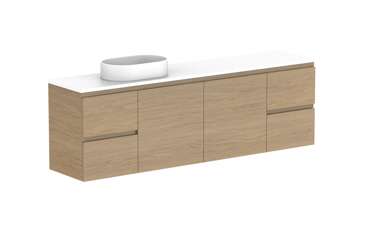 Glacier Ensuite Door &amp; Drawer Twin 1800mm Wall Hung Vanity - Glacier Ensuite Door &amp; Drawer, 1800 Twin, Wall Hung