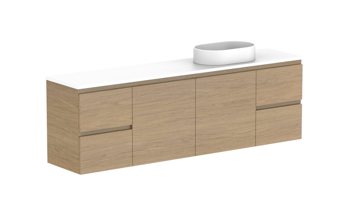 Glacier Ensuite Door &amp; Drawer Twin 1800mm Wall Hung Vanity - Glacier Ensuite Door &amp; Drawer, 1800 Twin, Wall Hung