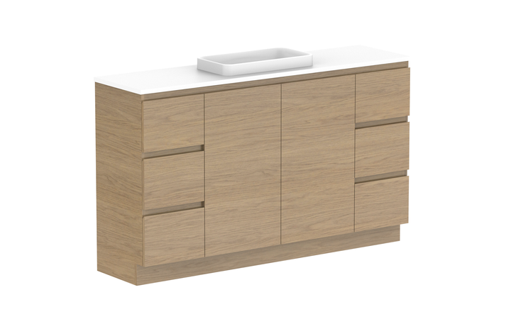 Glacier Ensuite Door &amp; Drawer Trio 1500mm Floor Mount Vanity - Glacier Ensuite Door &amp; Drawer, 1500 Trio, Floor Mount