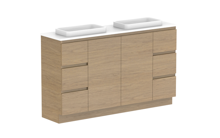 Glacier Ensuite Door &amp; Drawer Trio 1500mm Floor Mount Vanity - Glacier Ensuite Door &amp; Drawer, 1500 Trio, Floor Mount