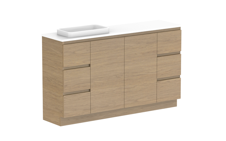 Glacier Ensuite Door &amp; Drawer Trio 1500mm Floor Mount Vanity - Glacier Ensuite Door &amp; Drawer, 1500 Trio, Floor Mount