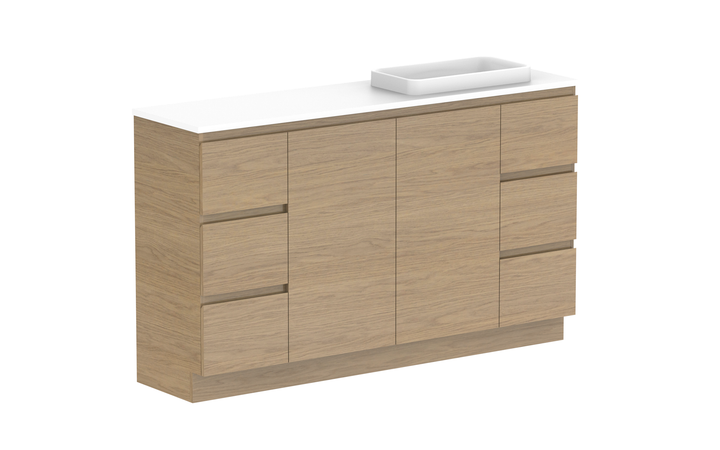 Glacier Ensuite Door &amp; Drawer Trio 1500mm Floor Mount Vanity - Glacier Ensuite Door &amp; Drawer, 1500 Trio, Floor Mount