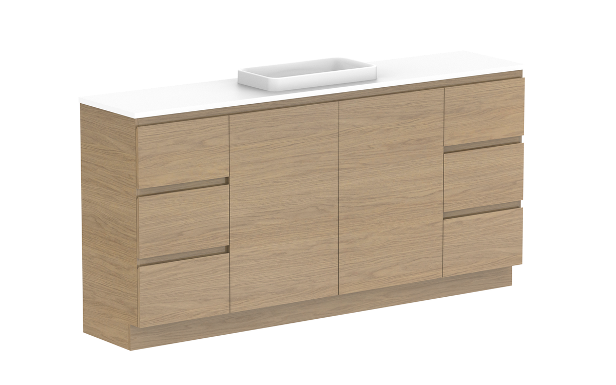 Glacier Ensuite Door &amp; Drawer Trio 1800mm Floor Mount Vanity - Glacier Ensuite Door &amp; Drawer, 1800 Trio, Floor Mount