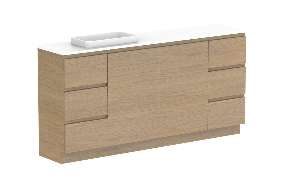 Glacier Ensuite Door &amp; Drawer Trio 1800mm Floor Mount Vanity - Glacier Ensuite Door &amp; Drawer, 1800 Trio, Floor Mount