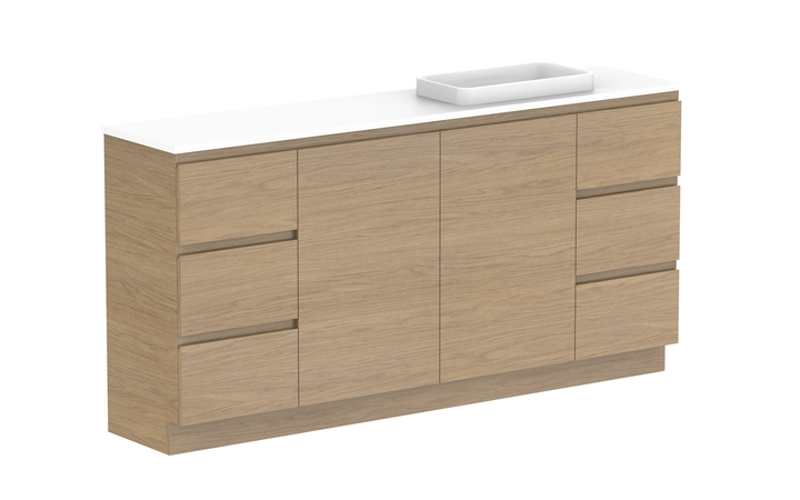 Glacier Ensuite Door &amp; Drawer Trio 1800mm Floor Mount Vanity - Glacier Ensuite Door &amp; Drawer, 1800 Trio, Floor Mount