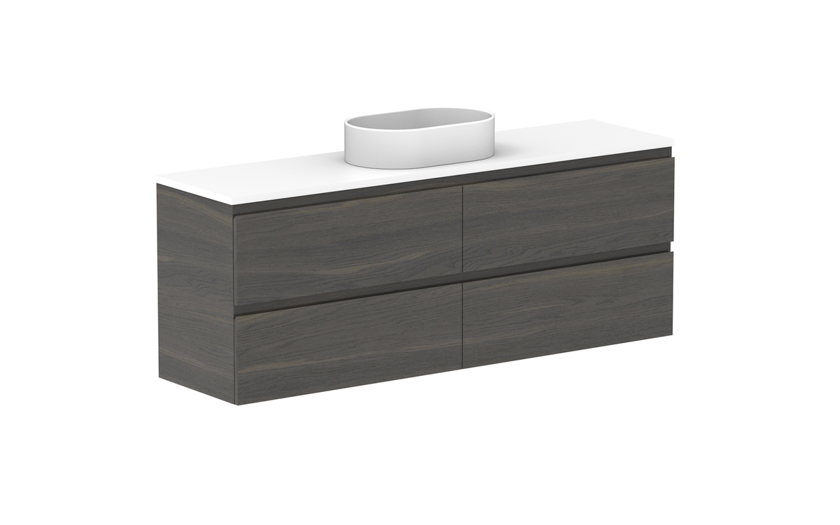 Glacier Ensuite All-Drawer Twin 1500mm Wall Hung Vanity - Glacier Ensuite All-Drawer, 1500 Twin, Wall Hung