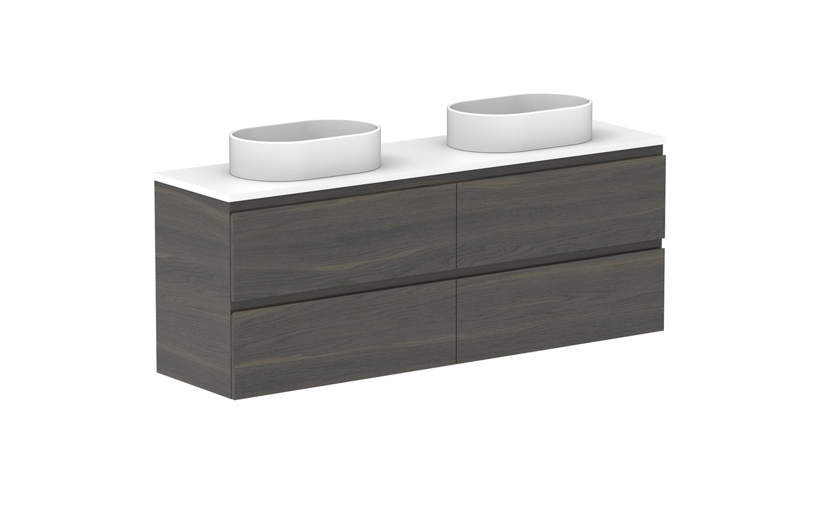Glacier Ensuite All-Drawer Twin 1500mm Wall Hung Vanity - Glacier Ensuite All-Drawer, 1500 Twin, Wall Hung