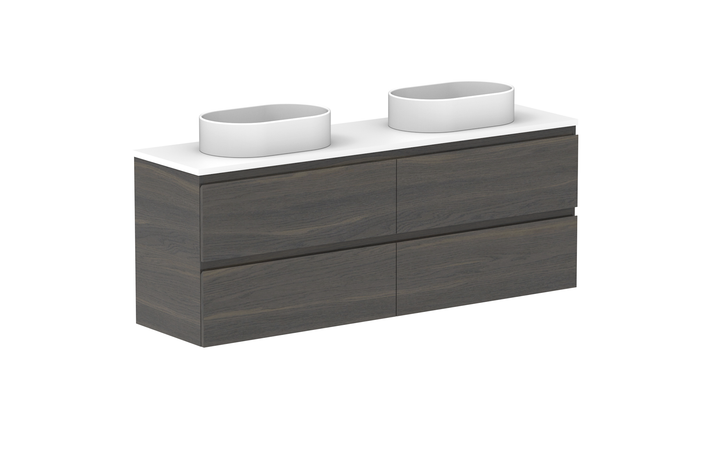 Glacier Ensuite All-Drawer Twin 1500mm Wall Hung Vanity - Glacier Ensuite All-Drawer, 1500 Twin, Wall Hung