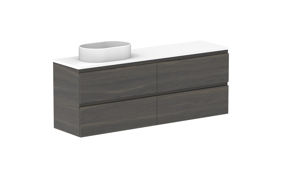 Glacier Ensuite All-Drawer Twin 1500mm Wall Hung Vanity - Glacier Ensuite All-Drawer, 1500 Twin, Wall Hung