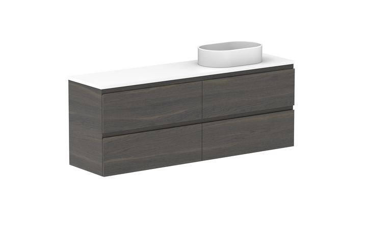 Glacier Ensuite All-Drawer Twin 1500mm Wall Hung Vanity - Glacier Ensuite All-Drawer, 1500 Twin, Wall Hung