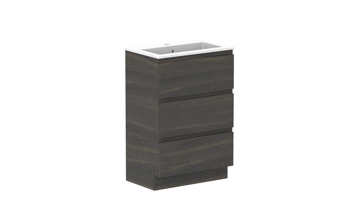 Glacier Ensuite All-Drawer Trio 600mm Floor Mount Vanity - Glacier Ensuite All-Drawer, 600 Trio, Floor Mount