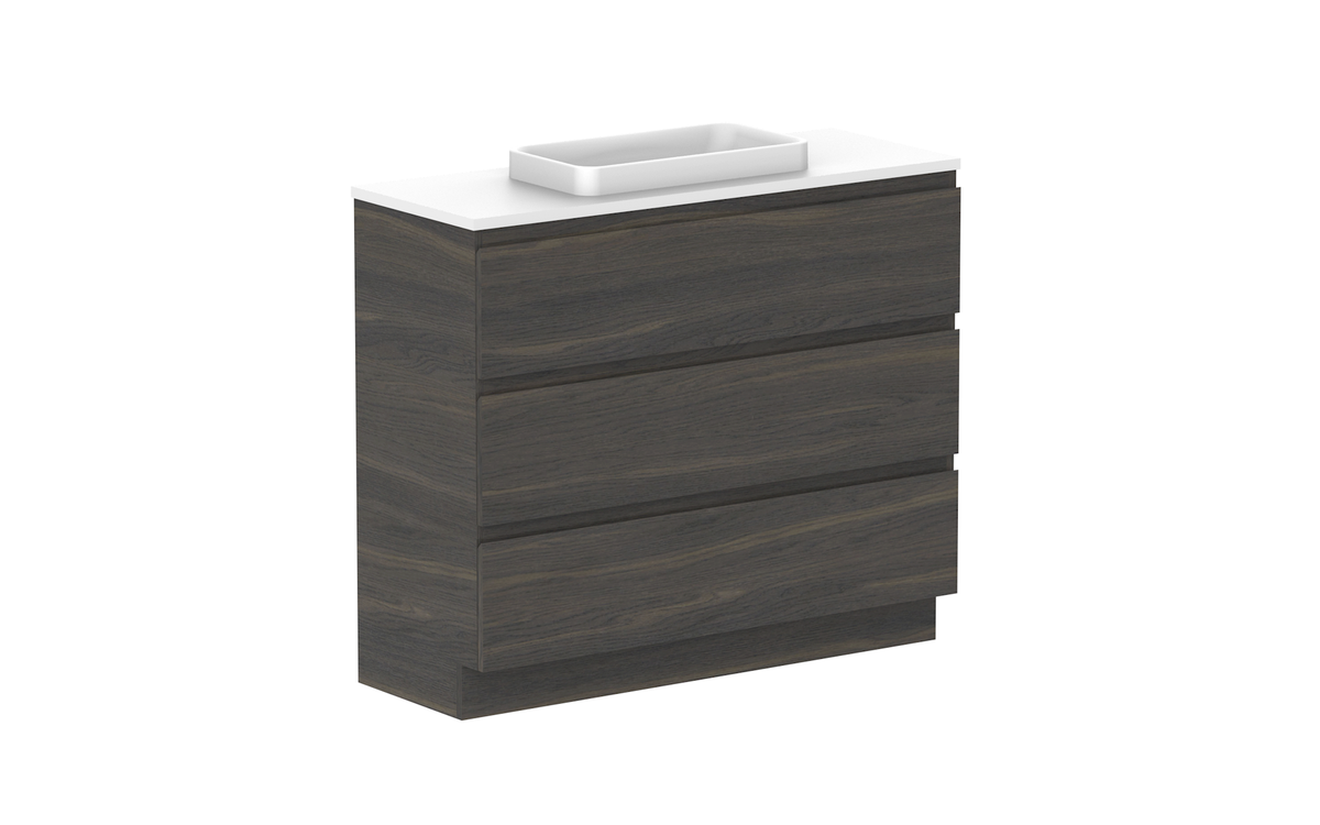 Glacier Ensuite All-Drawer Trio 1050mm Floor Mount Vanity - Glacier Ensuite All-Drawer, 1050 Trio, Floor Mount