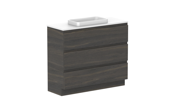 Glacier Ensuite All-Drawer Trio 1050mm Floor Mount Vanity - Glacier Ensuite All-Drawer, 1050 Trio, Floor Mount