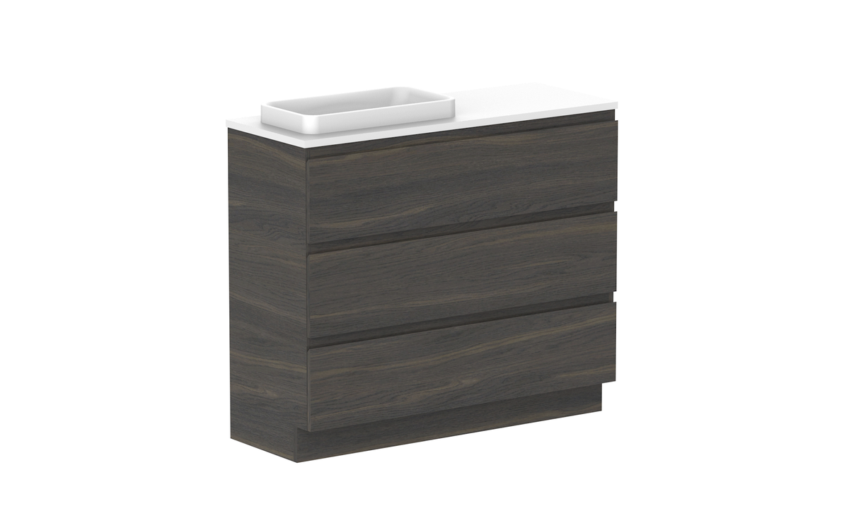 Glacier Ensuite All-Drawer Trio 1050mm Floor Mount Vanity - Glacier Ensuite All-Drawer, 1050 Trio, Floor Mount