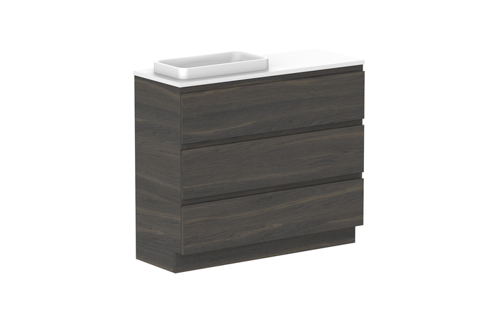 Glacier Ensuite All-Drawer Trio 1050mm Floor Mount Vanity - Glacier Ensuite All-Drawer, 1050 Trio, Floor Mount