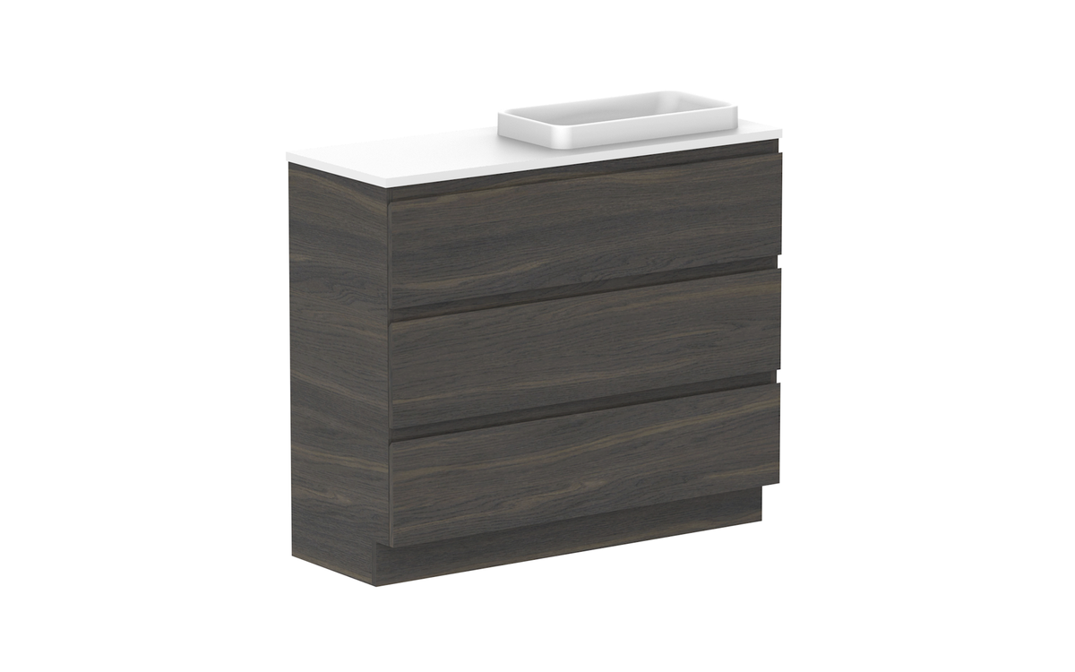 Glacier Ensuite All-Drawer Trio 1050mm Floor Mount Vanity - Glacier Ensuite All-Drawer, 1050 Trio, Floor Mount