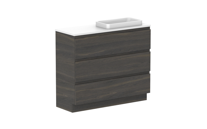 Glacier Ensuite All-Drawer Trio 1050mm Floor Mount Vanity - Glacier Ensuite All-Drawer, 1050 Trio, Floor Mount