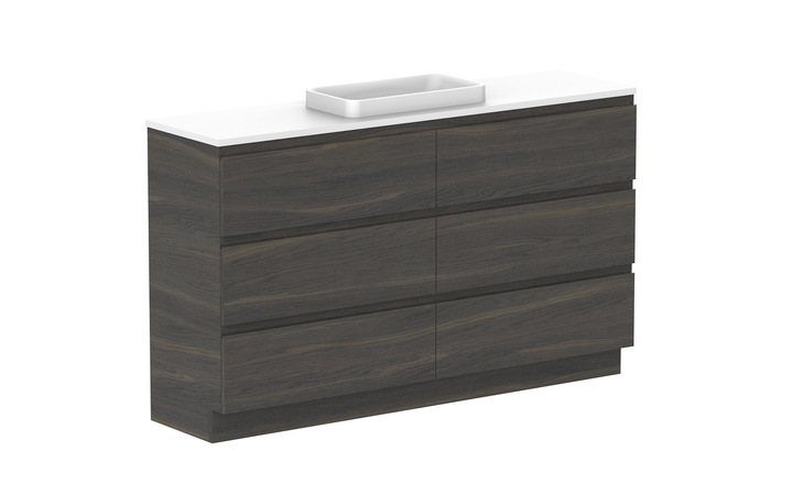 Glacier Ensuite All-Drawer Trio 1500mm Floor Mount Vanity - Glacier Ensuite All-Drawer, 1500 Trio, Floor Mount